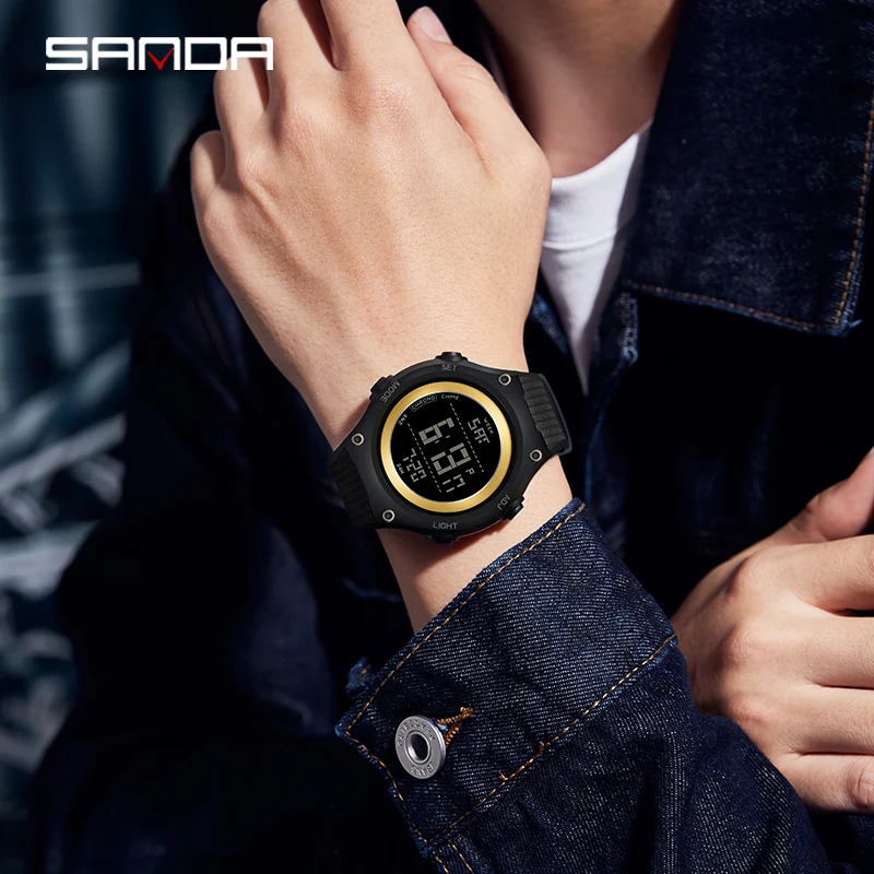Sanda 2141 Top-Marke 2023 Outdoor-Sport Herren uhren Multifunktions wasserdichte digitale Herren uhr Chronograph Relogio Masculino