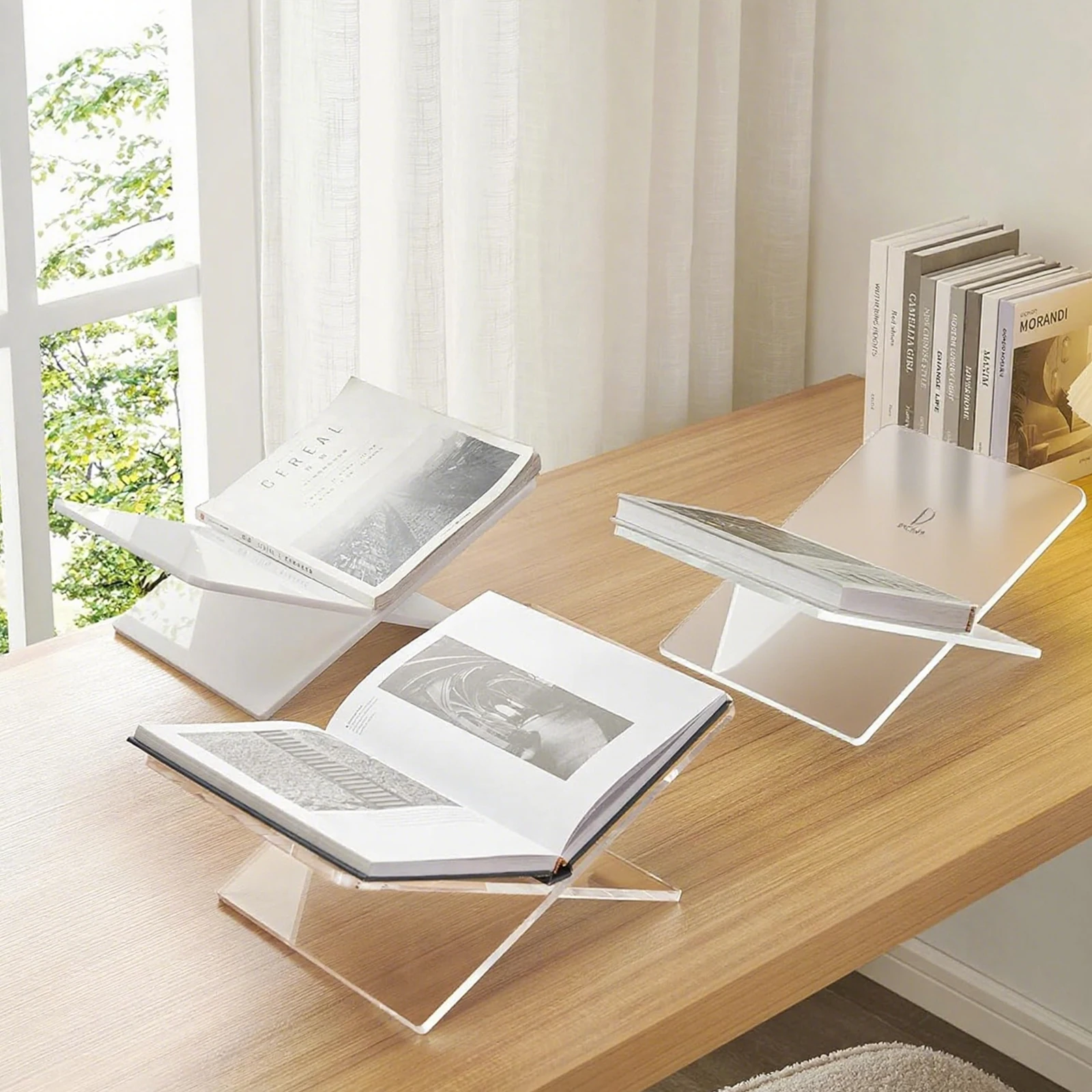 حامل كتب أكريليك على شكل X، حامل كتب كبير مفتوح لطاولة القهوة، حامل عرض الكتب لكتاب الطبخ، كتاب فني، كتاب ضيوف الكتاب المقدس