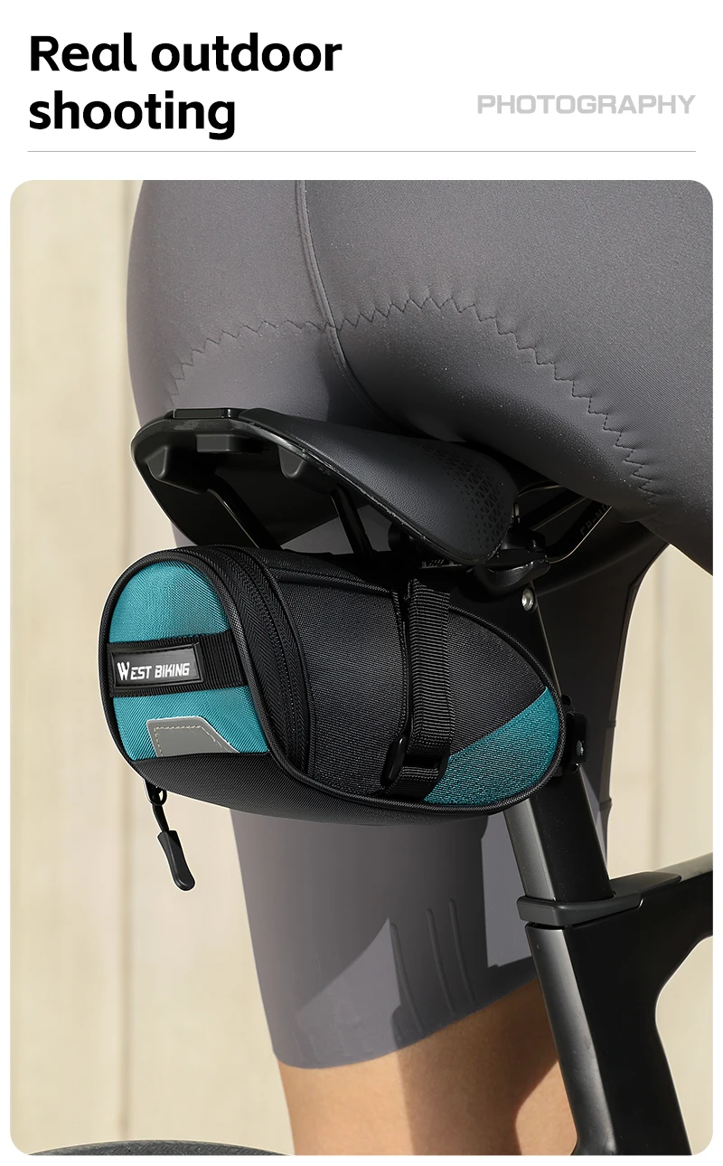 WEST BIKING Fahrradsatteltasche Wasserabweisende Rücksitztasche MTB Rennrad Fahrrad-Aufbewahrungszubehör Rücklicht-Riemen – Detail 12