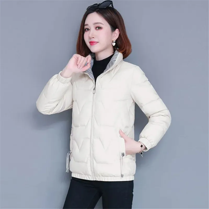 Veste Courte Rembourrée en Coton pour Femme, Manteau à Col Coloré, Poches, Couleur Pure, Nouvelle Collection Automne Hiver 2023