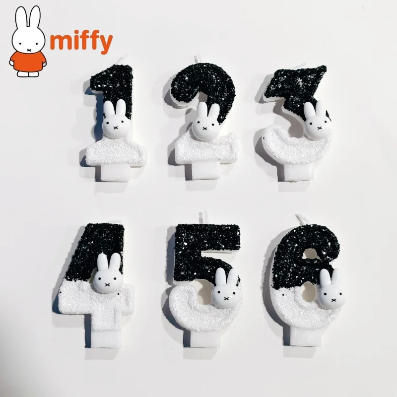 Miffy Nummer Geburtstag Cartoon 0-9 Kerzen Kuchen Jubiläum Party Einsteck-Geburtstagstorten-Dekoration Zubehör DIY Geschenke