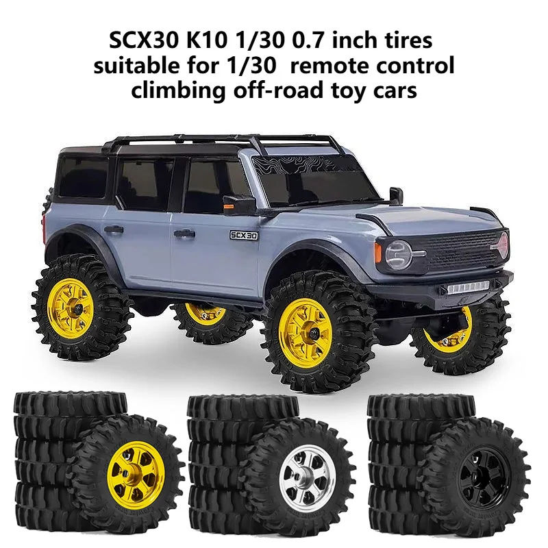 

Шины SCX30 K10 1/30 (0,7 дюйма) амортизирующие и износостойкие, подходят для радиоуправляемых внедорожных игрушечных машинок 1/30