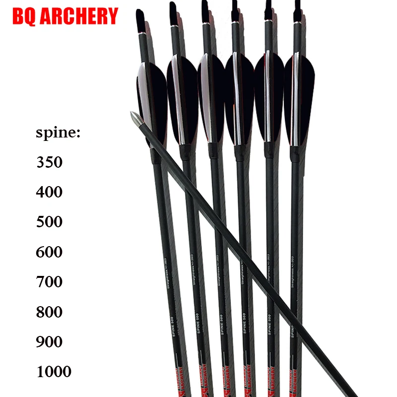 

Linkboy-Pure Carbon Arrow for Archery, Recurve Bow, Hunting Shooting Accessories, ID4.2mm Spine350-1200, 6Pcs