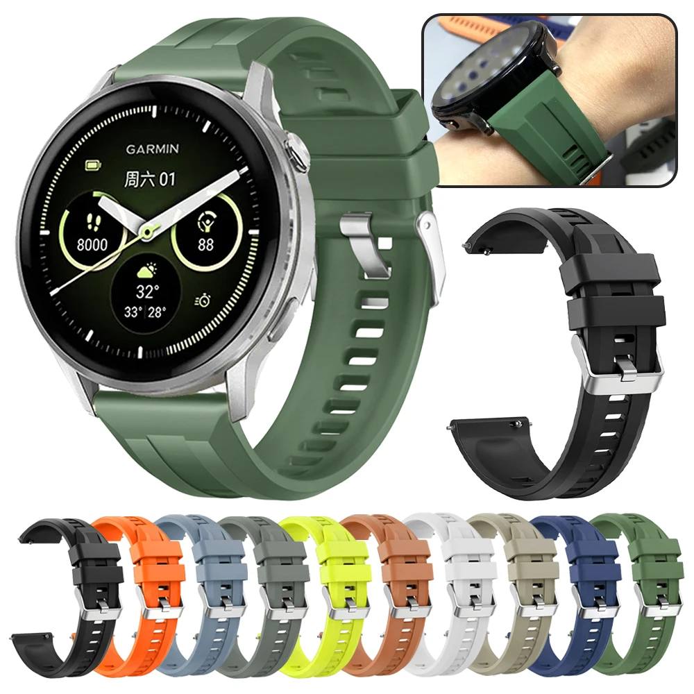 Silicone Strap For Garmin Venu 4 45mm 2 3 Forerunner 265 570 47mm 255 Music Vivoactive 4 22mm Band For AMAZFIT BIP6 Smart Correa