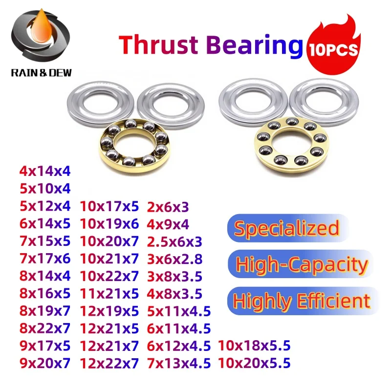 Thrust Ball Bearing 10PCS F5-12M 5x12x4mm ABEC-7 Miniature Axial Ball Bearings F2-6M F3-6M F4-8M F5-10M  F8-16M  F10-21M F12-22M