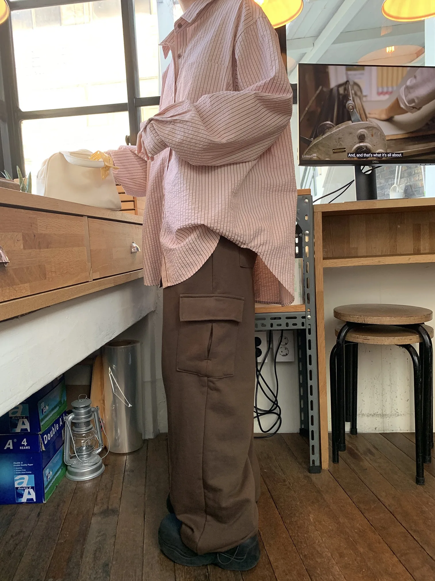 Autumn Fre Striped Loose Long Sve Women's irt Chic Outerwear Cardigan Sli Commute Spring Autumn Season Faion