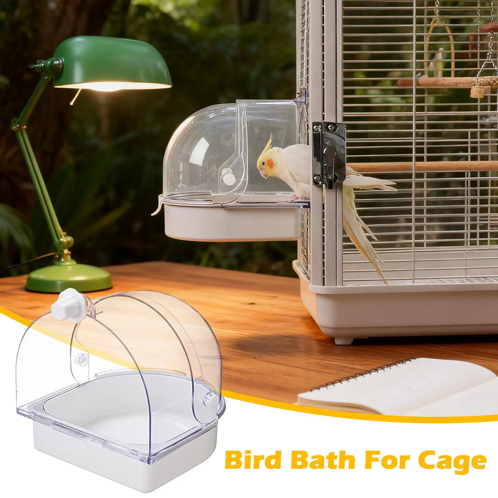 

Parakeet Bird Bath Clear Bathtub Shower Nest Bowl Splashproof Transparent Cage Bird Bath For Indoor Window Cockatiel Conure