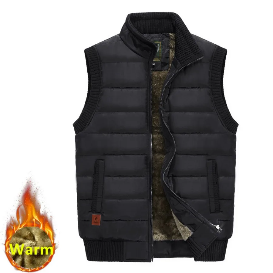 Veste thermique doublée de sourire pour hommes, gilet en peluche, veste en fibre, épais, chaud, décontracté, extérieur, grande taille, 8XL, automne, hiver