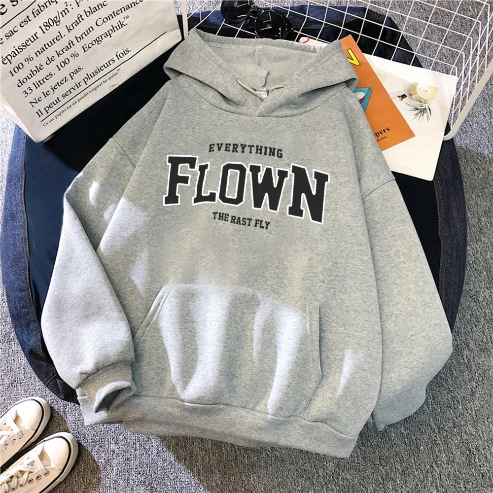 Flown Letter Printed Women\'s New Fashion Hoodie Autumn and Winter Pattern Oversized Loose Women\'s Blouse Y2k Style Hoodie