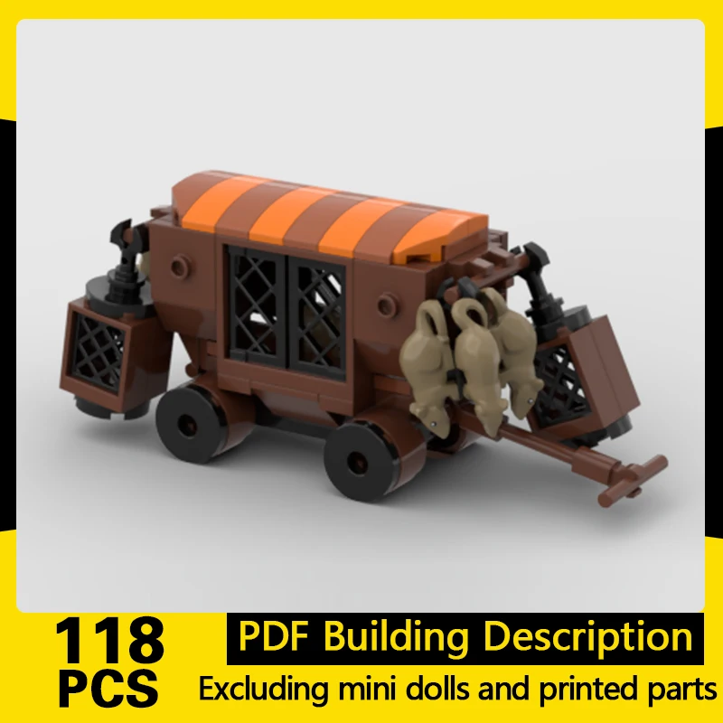 

Medieval Castle Model MOC Building Bricks Village Covered Wagon Modular Technology Gifts Holiday Assemble Children Toys Suit