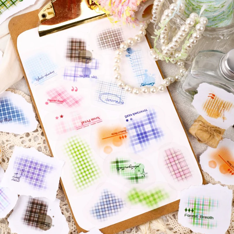 90pcs Grid color spectrum series stickers handbook collage DIY scrapbook greeting card envelope postcard photo frame album cup