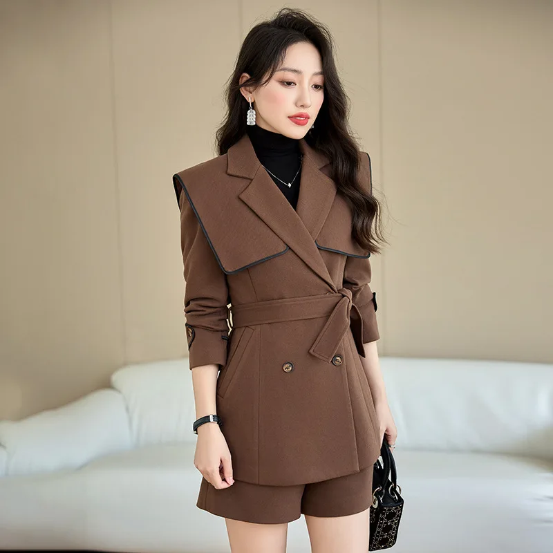 بدلة نسائية Jacket2024New خريف وشتاء عصري أنيق للتخسيس طقم بدلة راقية للعمل والتنقل