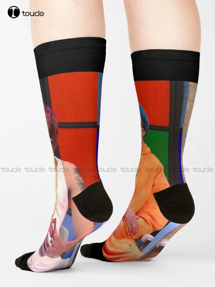 

Timothee Chalamet And Pete Davidson Yeet Socks Socks Women Cartoon Comfortable Best Girls Sports 360° Digital Print Custom Gift