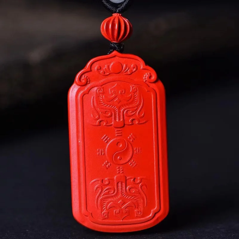 Natural High-Content Red Sand Auspicious Sign Men and Women Pendant Safe