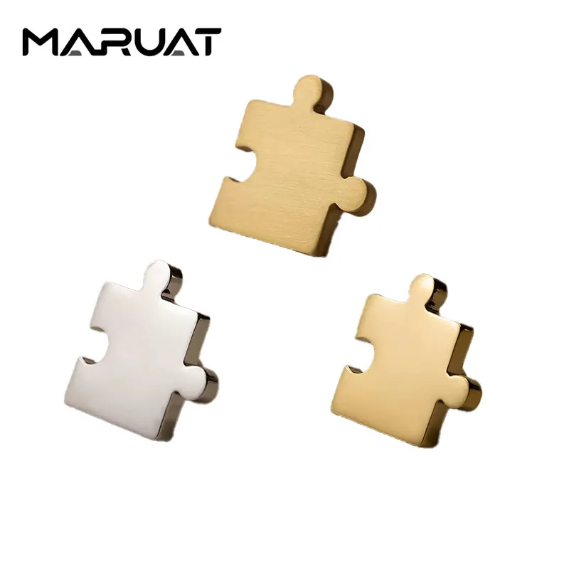 MARUAT Creative Puzzle Brass Cupboard Door Pulls Drawer Handles Square Cabinet Knobs with Screws Furniture Kitchen Hardware