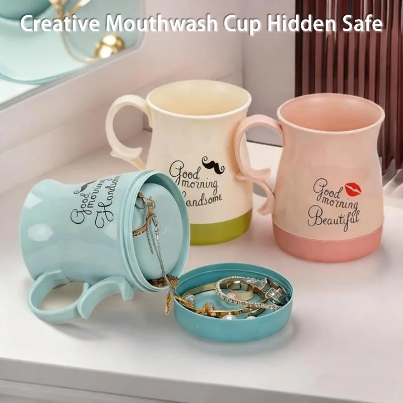 

Creative Secret Hidden Safe Storage Box Mouthwash Brushing Cup With Hidden Compartment For Hide Cash Keys Cash Pills Home Travel
