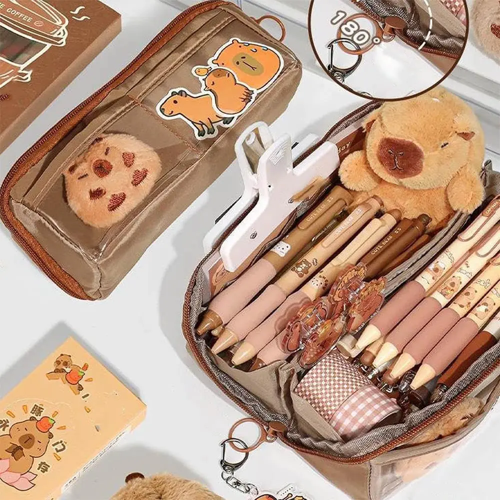Канцелярский набор капибара для детей, набор школьных принадлежностей капибара, пенал капибары, пенал с широким открытием, пенал для учебы
