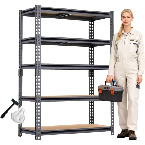 Garage Shelving 2400 LBS Metal Storage Shelves 12''x28''x60'' Heavy Duty Adjustable Shelving Rack Standing Shelf Units Garage