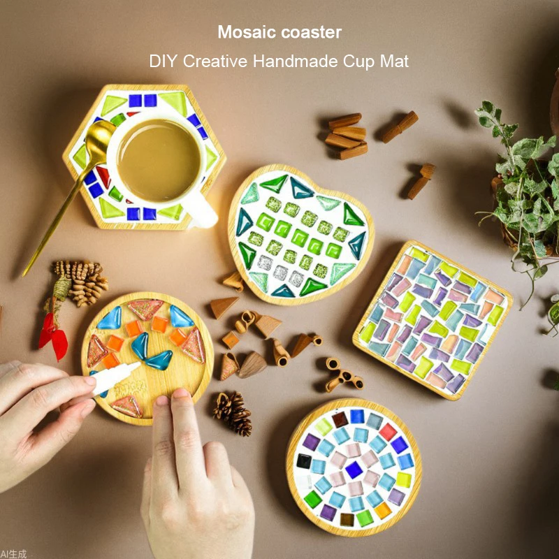 

DIY mosaic coaster, Creative handmade cup mat, Vintage mosaic spliced coffee coaster