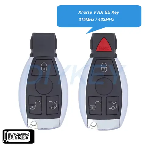 3/4 버튼 스마트 리모컨 자동차 키 FOB 315MHz 433MHz 조절 가능 Xhorse VVDI BE 키 프로 개선 버전 완전한 리모컨 키