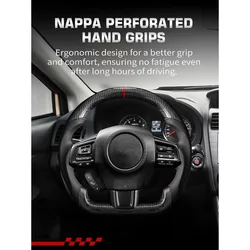 Real 3K Carbon Fiber D Shaped Steering Wheel Perforated Leather Grip Fit Subaru WRX STI Levorg 2015 2016 2017 2018 2019-2022