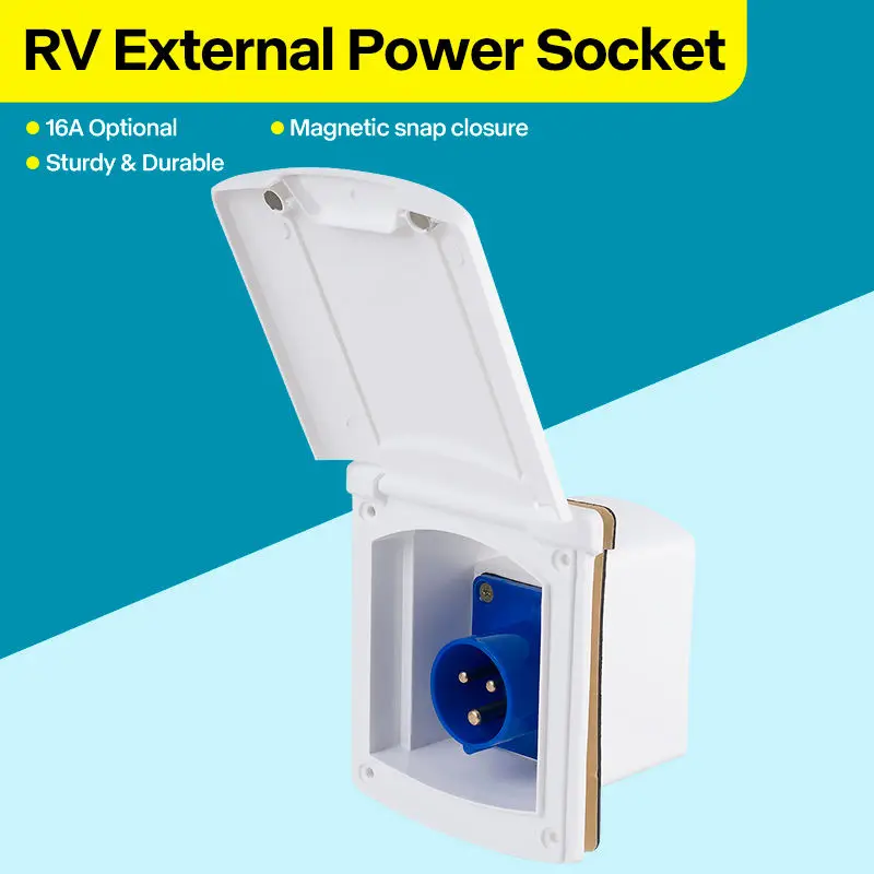 RV External Power Socket 16A 32A Camping Inlet Plug Caravan Motorhome Shore Power Connector