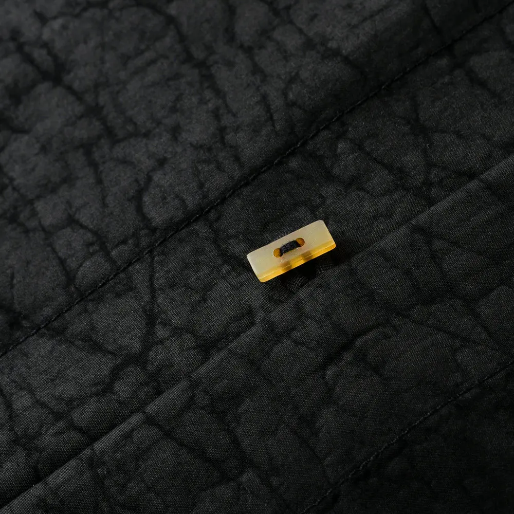 Old Money Style Men's Black Silk Gauze Shirt Heritage Tunic Top with Custom Horn Buttons Side Slit for Sophisticated Gentlemen