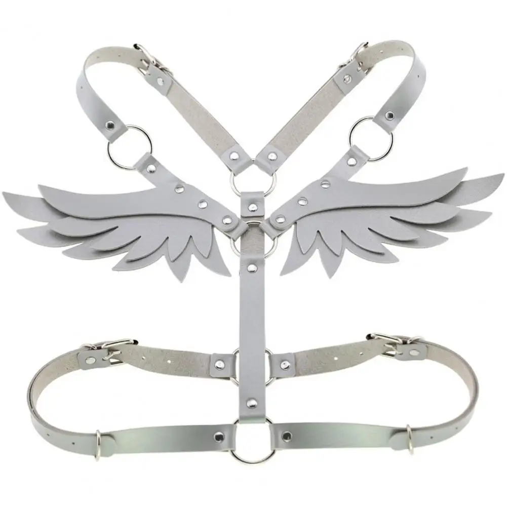 Angel Wing Faux Leather Adjustable Harness Waist Shoulder Bondage Halterneck