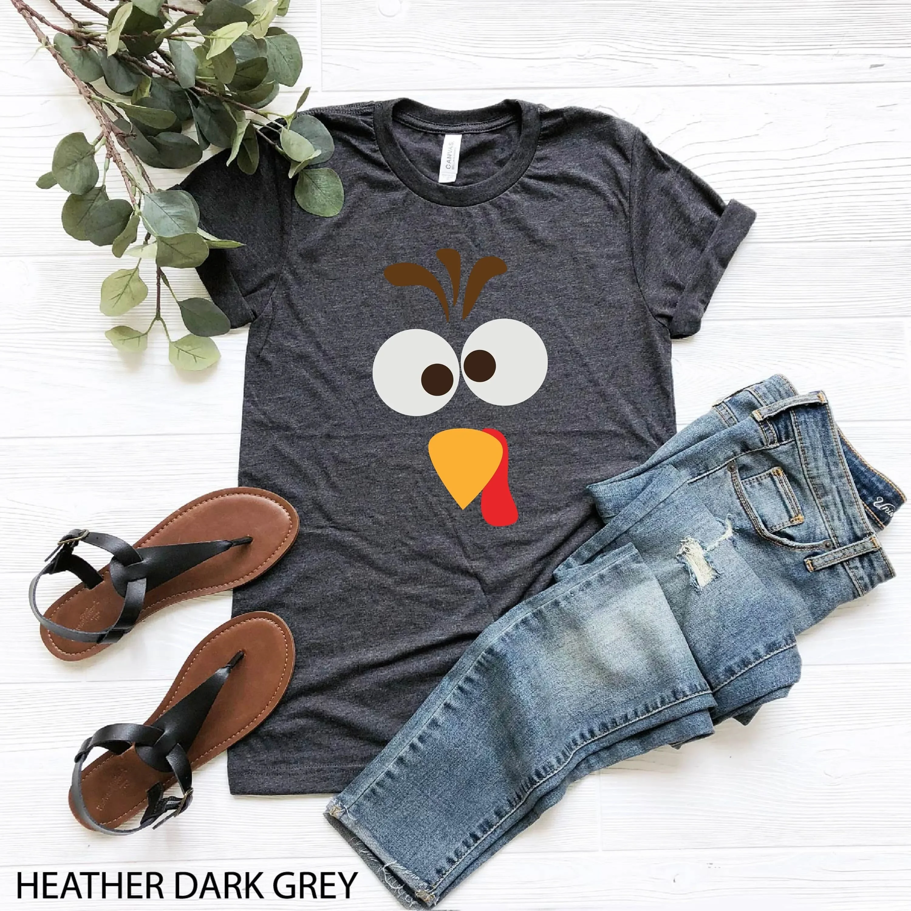 Lustiges Thanksgiving-T-Shirt mit niedlichem Truthahn und kleinem Herbstgesicht für die Familie