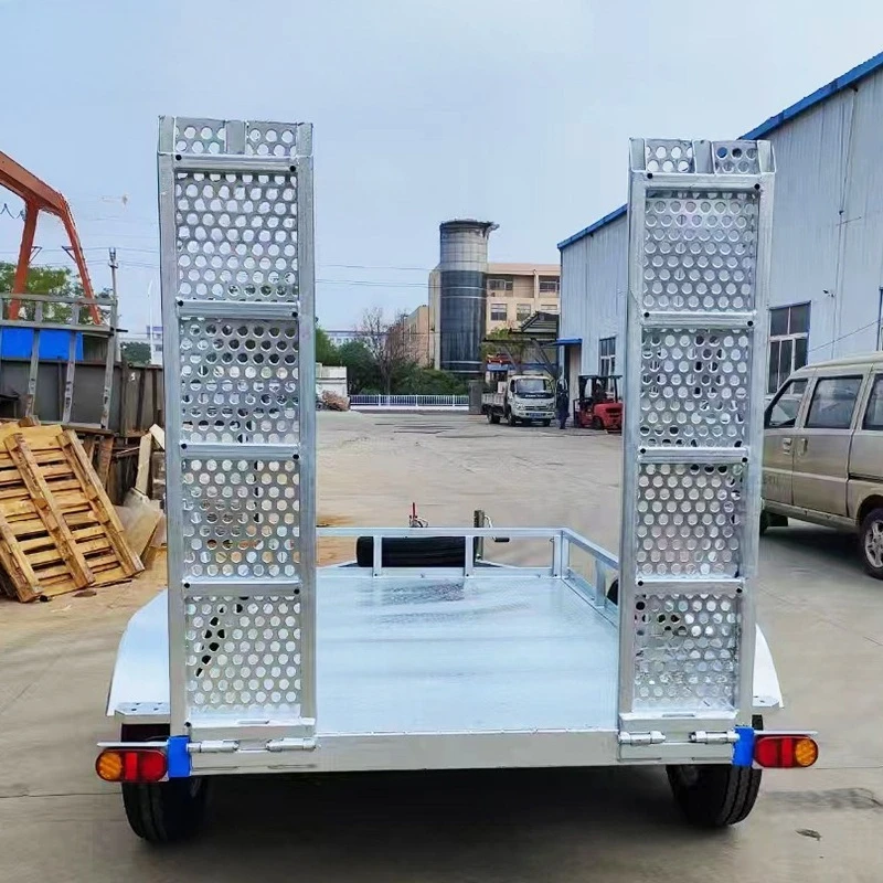 1.5 tons excavator trailer 2 tons crawler truck transportation hot dip galvanized trailer with ladder custom factory heavy truck