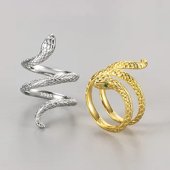 Ringe aus 925er-Sterlingsilber für Damen, Paare, minimalistisch, handgefertigt, schlichter goldener Schlangenring, Party-Schmuck, Geschenk, verhindert Allergien