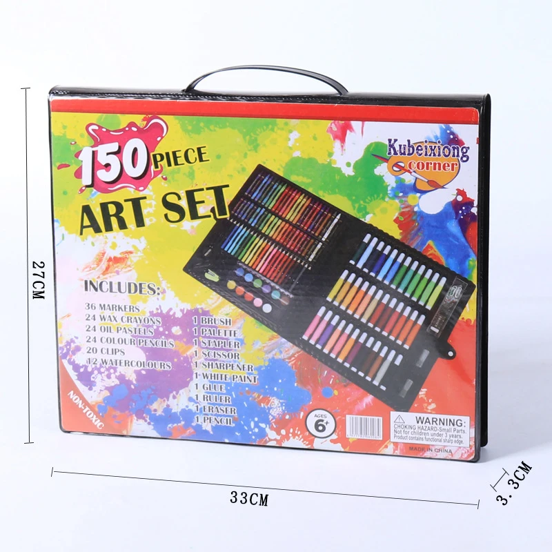 1 conjunto de pincéis para crianças, conjunto completo de caneta aquarela, lápis, materiais de arte para crianças, conjunto de pintura múltipla, caneta aquarela portátil, presentes