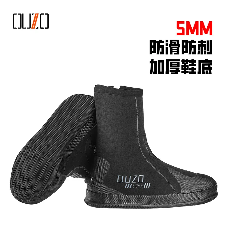 5Mm diving shoes thickened stab-proof wear-resistant snorkeling beach vulcanized shoes creek shoes surfing high-top diving boots