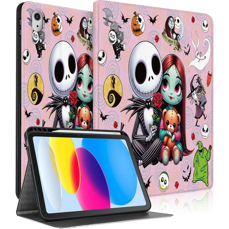 

Чехол с изображением собаки-призрака для iPad A16 2025 11 поколения 11 дюймов/2022 10 10,9 дюймов, чехол для планшета с автоматическим пробуждением/сна, чехол для куклы ведьмы на Хэллоуин