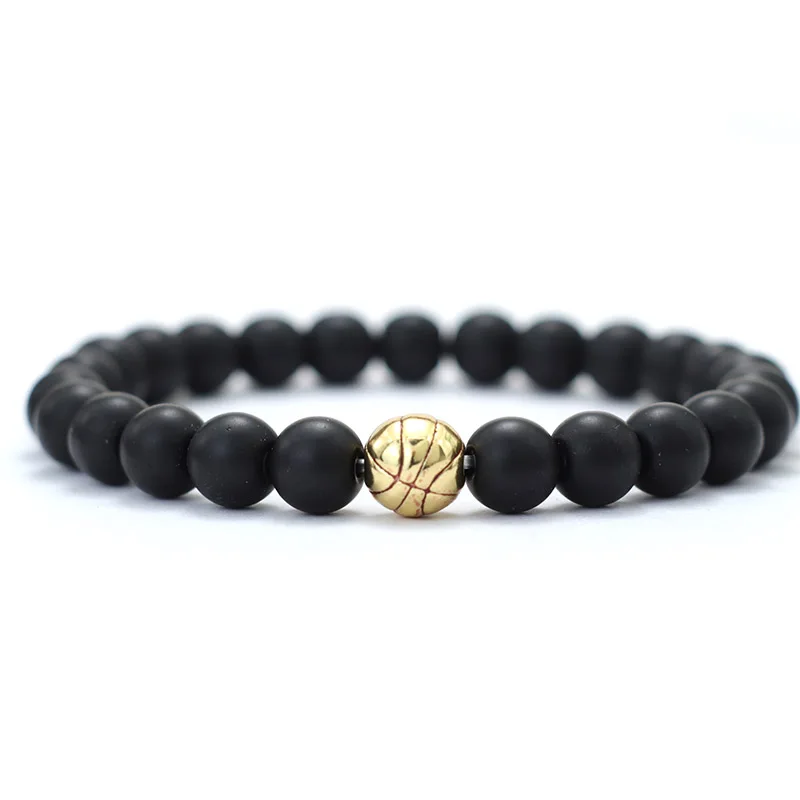 Noter Natural Stone Bracelet Unisex Copper Basketball Braclet Lava Tiger Eyes Braslet Beaded Accesorios De Hombre Erkek Bileklik