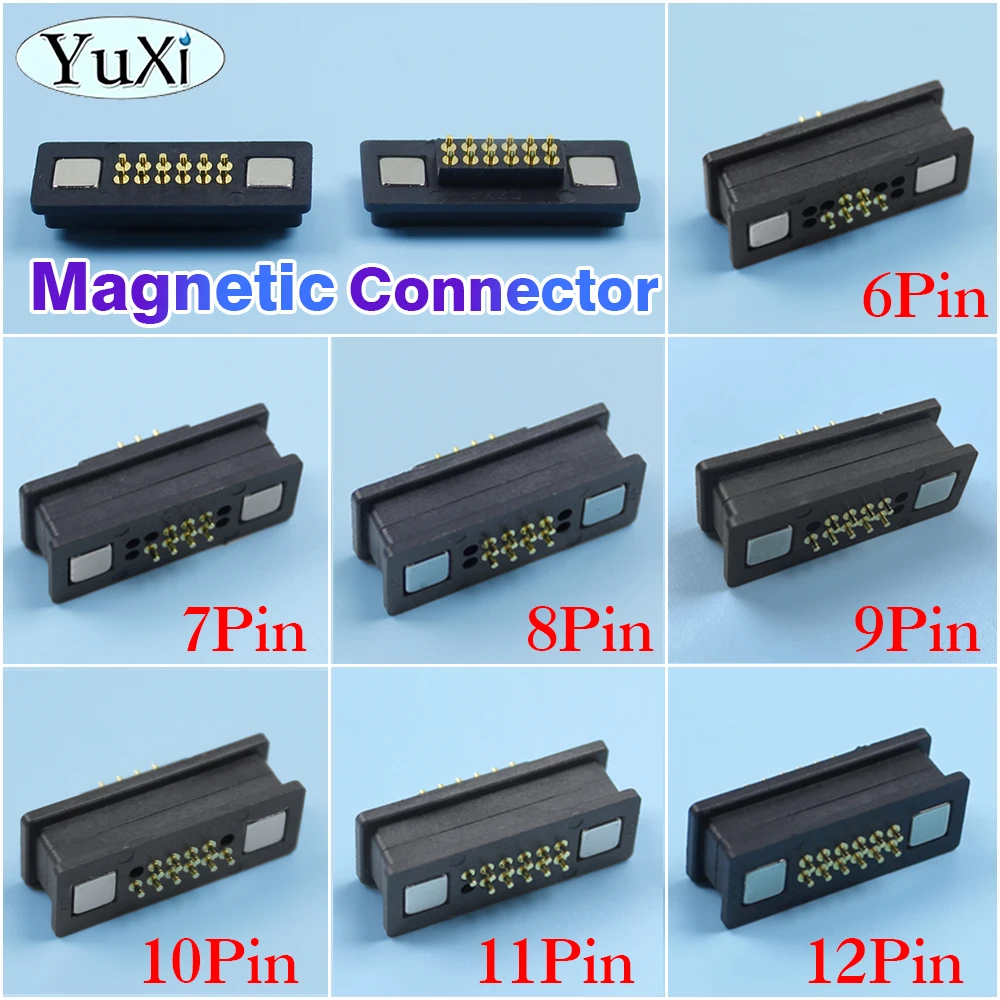 

1Pair Waterproof Magnetic Pogo Pin Connector 6Pin 7Pin 8P 9P 10Pin 11Pin 12Pin Male Female Spring Loaded DC Power Socket