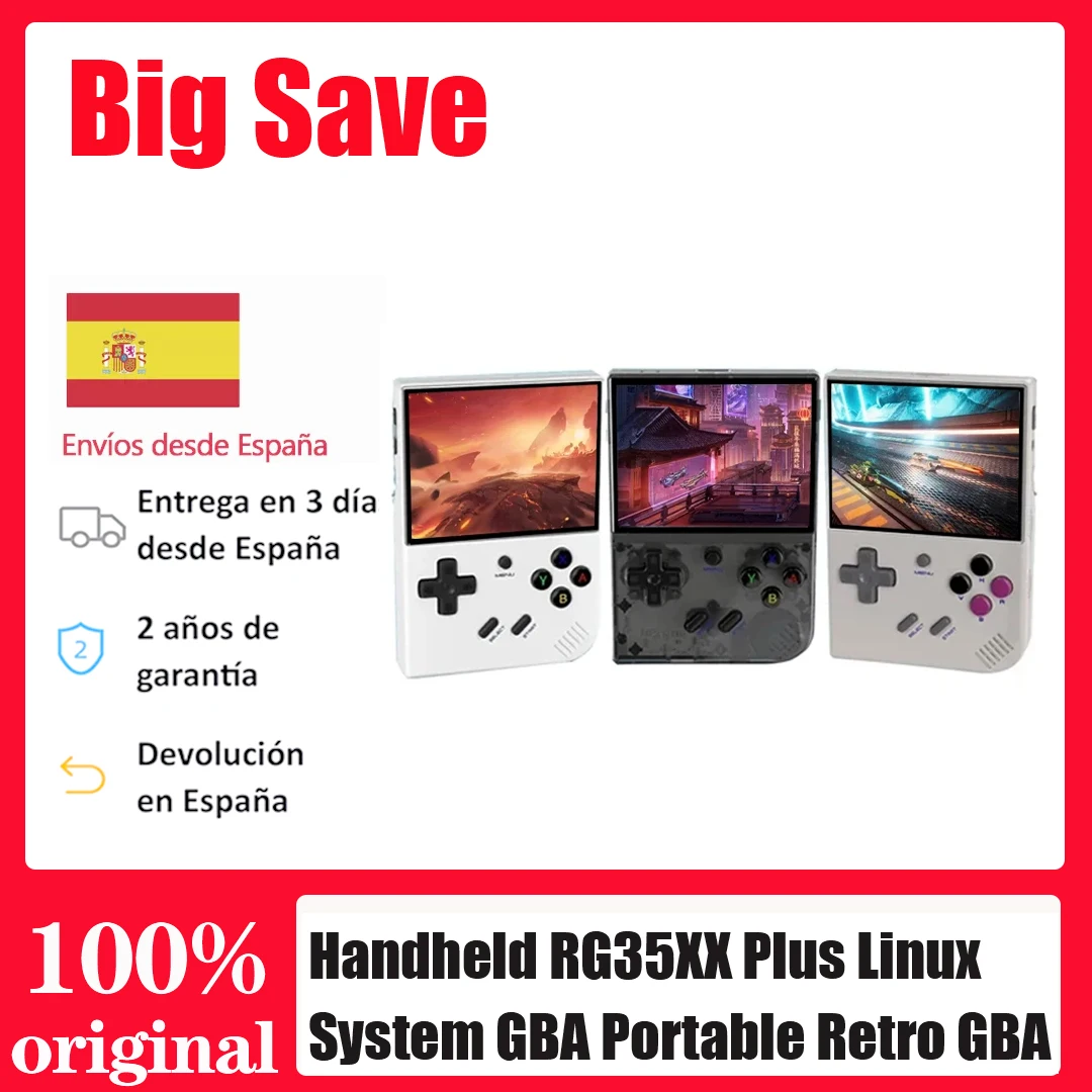 New Handheld RG35XX Plus Linux System GBA Portable Retro GBA Game Nostalgic PS1 Handheld Game Console,64g，5000 games