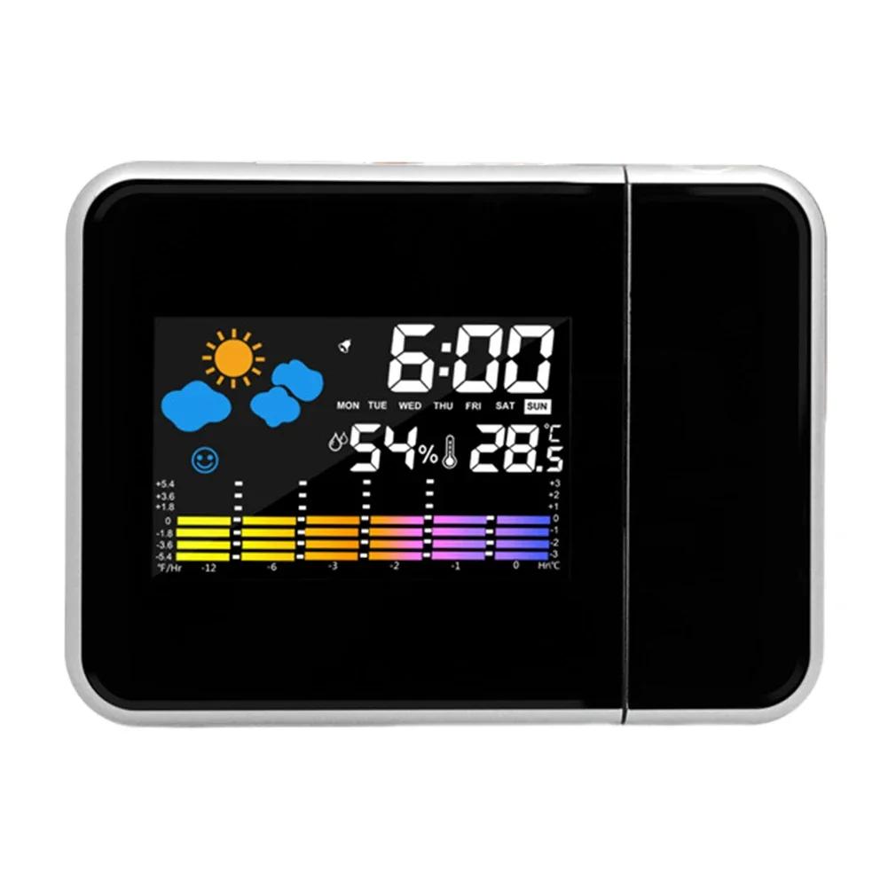 Projectieklok Digitale LED-projector met nachtachtergrondverlichting voor thuis Woonkamer Slaapkamer Bureau Tafelthermometer Hygrometer
