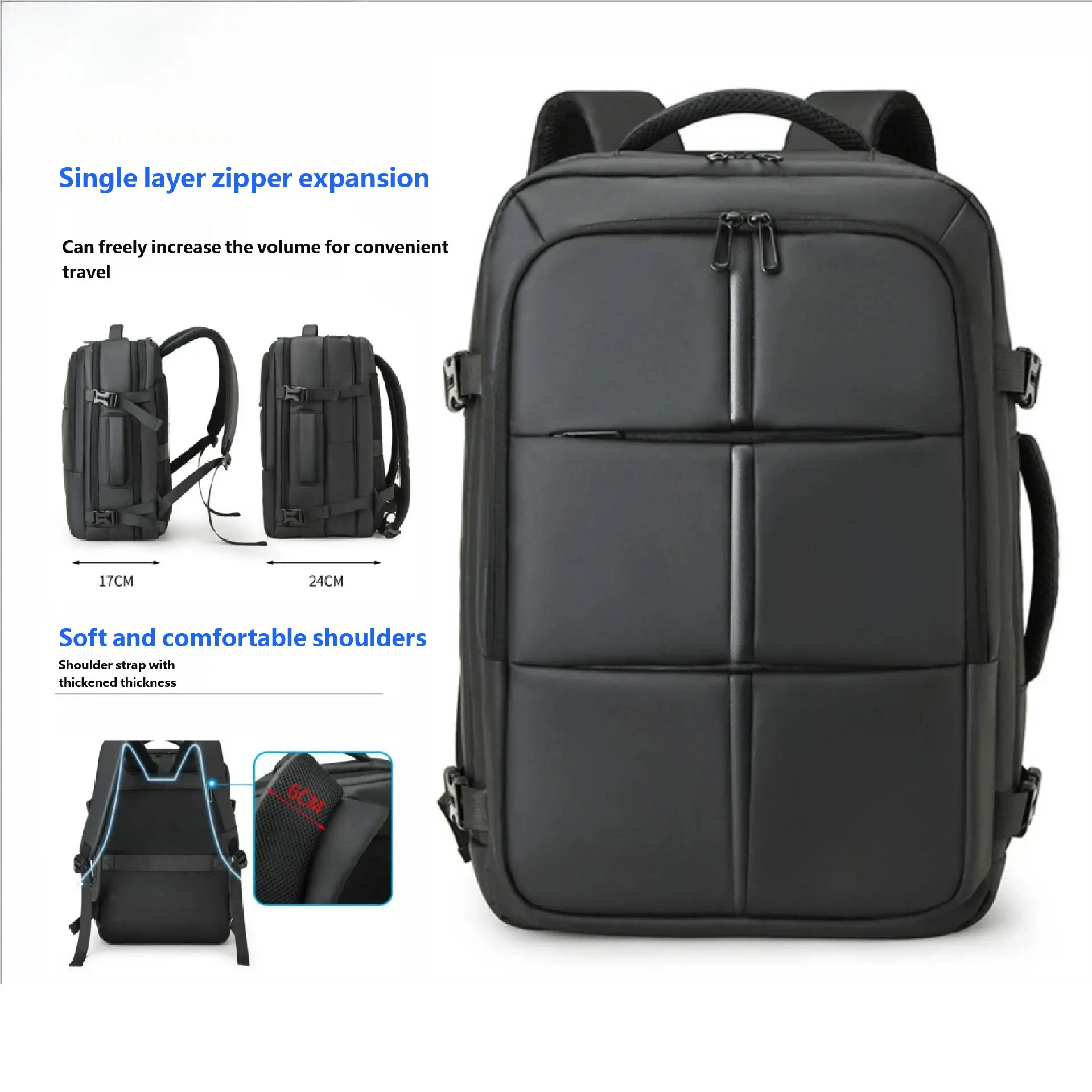 

Large Capacity 45L Expandable Backpack, Multifunctional Business Travel Backpack, Ultra-Lightweight USB Charging Laptop Bag