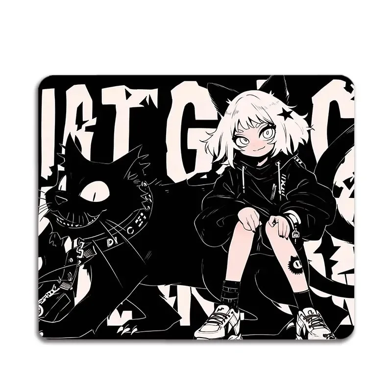 لوحة ماوس ألعاب بلاك كات جيرل XXL سطح زجاجي ضوئي مع قاعدة سميكة مضادة للانزلاق للرياضات الإلكترونية FPS والاستخدام المكتبي المقاوم للماء