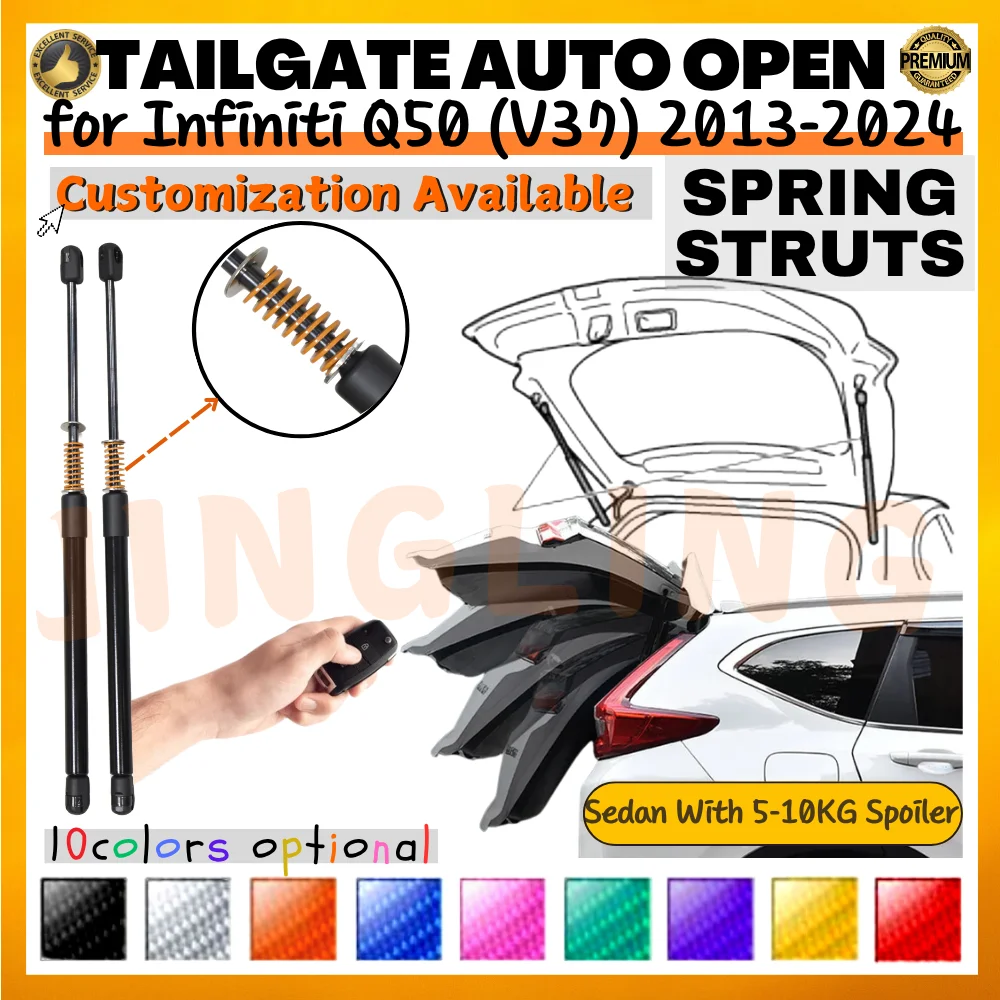 

Qty(2) Trunk Struts with Spring for Infiniti Q50 (V37) 2013-2024 Sedan With 5-10KG Spoiler Automatic Open Lift Supports Shocks