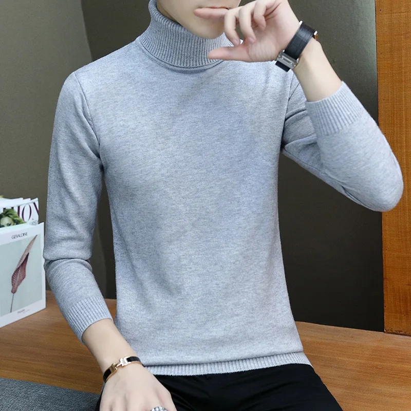 Autumn Winter Wool Turtleneck Sweater Men Warm Knitted Solid Pullovers Men\'s Slim Fit Casual Turtleneck Knitwear Man Sweaters