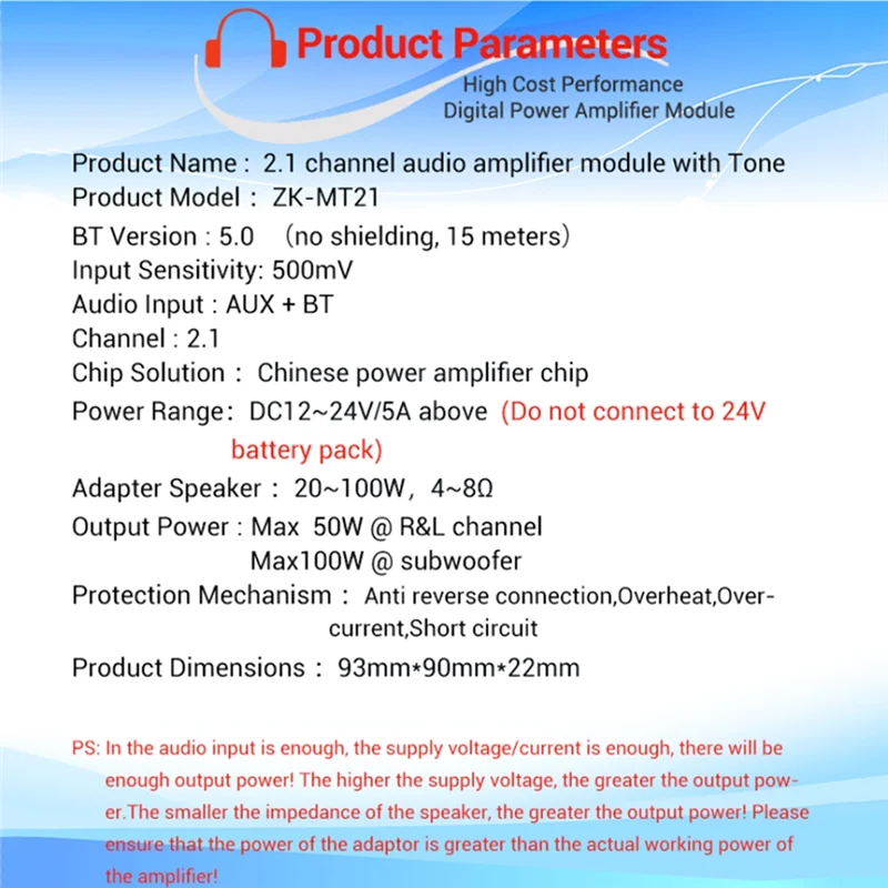Solide ZK-MT21 2X50w + 100W 2.1 canaux caisson de basses carte amplificateur de puissance numérique AUX stéréo Bluetooth 5.0 ampli de basse APP contrôle facile
