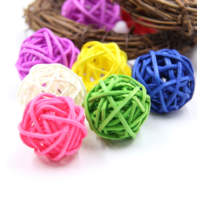 Multicolor Rattan Ball para DIY, Sepak Takraw Balls, Enfeites para casa, Natal, Aniversário, Decorações de Casamento, Brinquedos Infantis, 3cm, 50Pcs