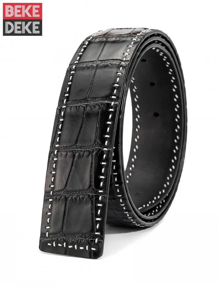 Vintage Casual Male Genuine Leather Crocodile Belts Luxury Strap Business Belt For Suit Pants Fashion Men High Quality Waistband