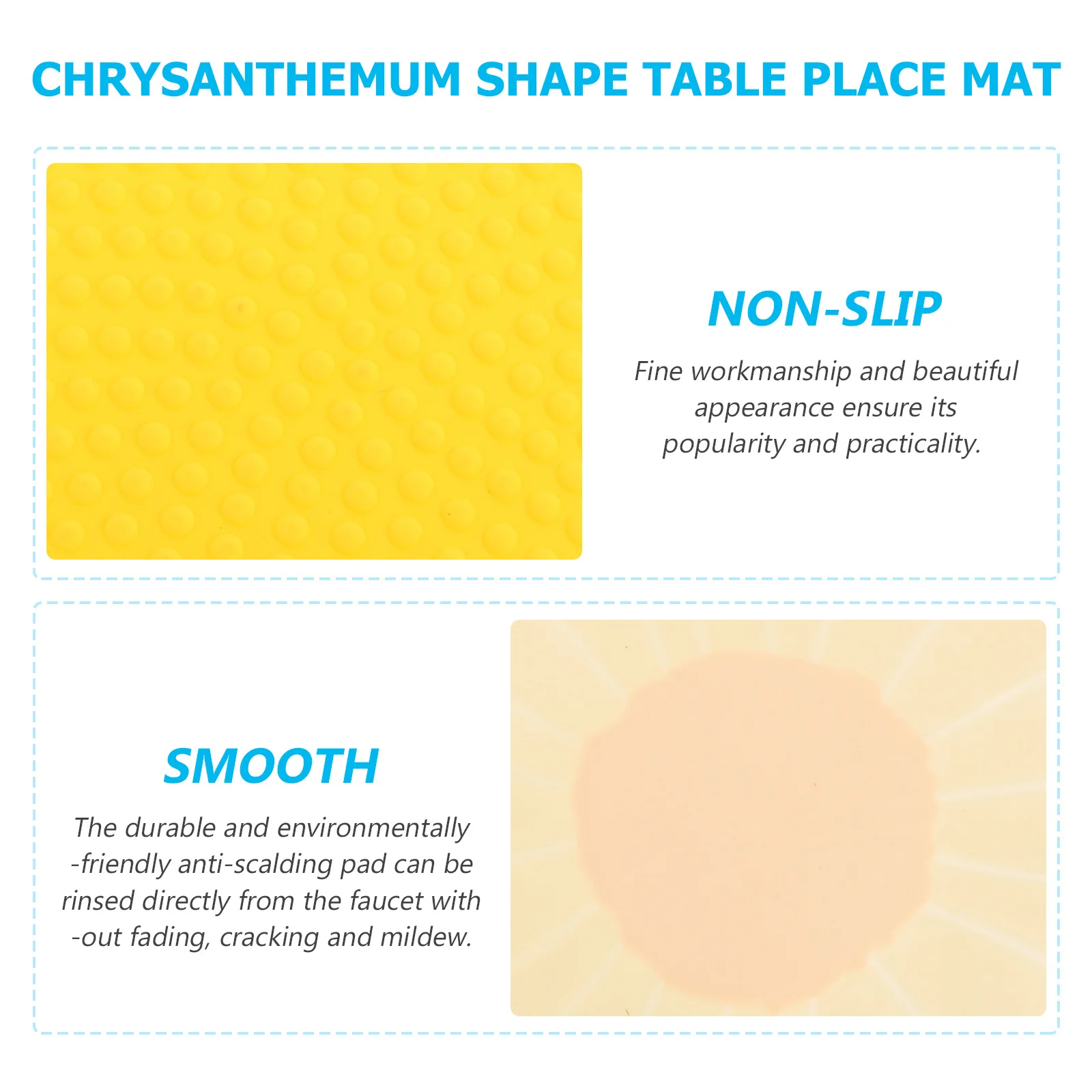 

2Pcs Chrysanthemum Shape Heat Resistance Mat PVC Tableware Mat for Home Kitchen Decorative Placemat Dining Table Ornament
