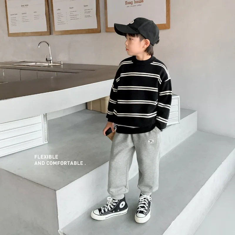 Pantalones de chándal holgados para niño adolescente, ropa deportiva informal con letras, color liso, para primavera y otoño