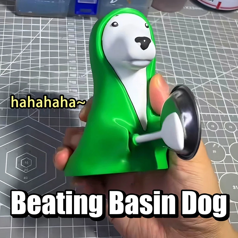 Knocking The Basin Puppy Doge Creative Funny Relief Stress Toys Cartoon Cute Green Clothed Dog Toy Desk Dexcoration Fans Gifts