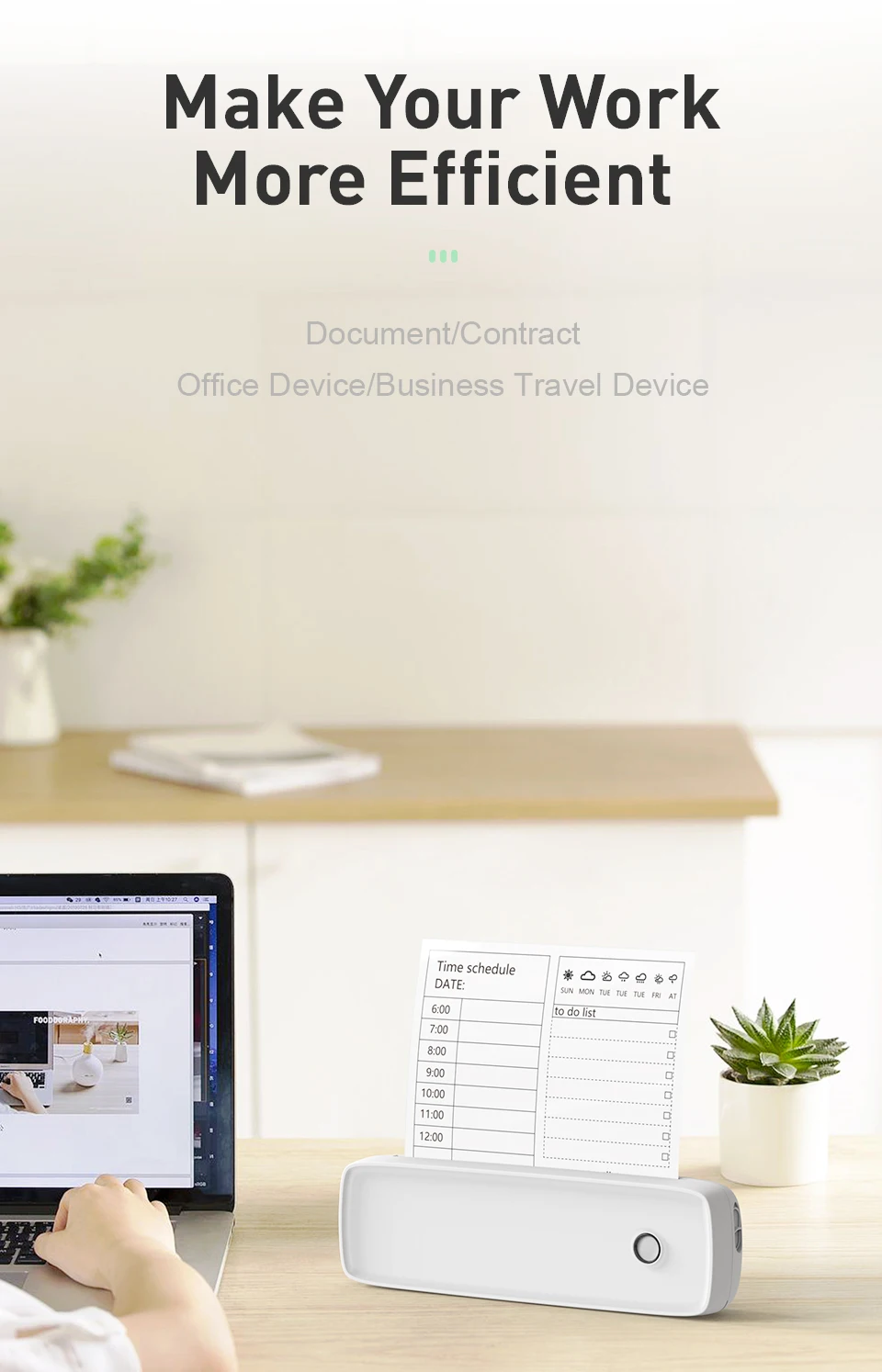 A4 Printer portable home office small intelligent inkless mini student study paper Bluetooth inkless printer