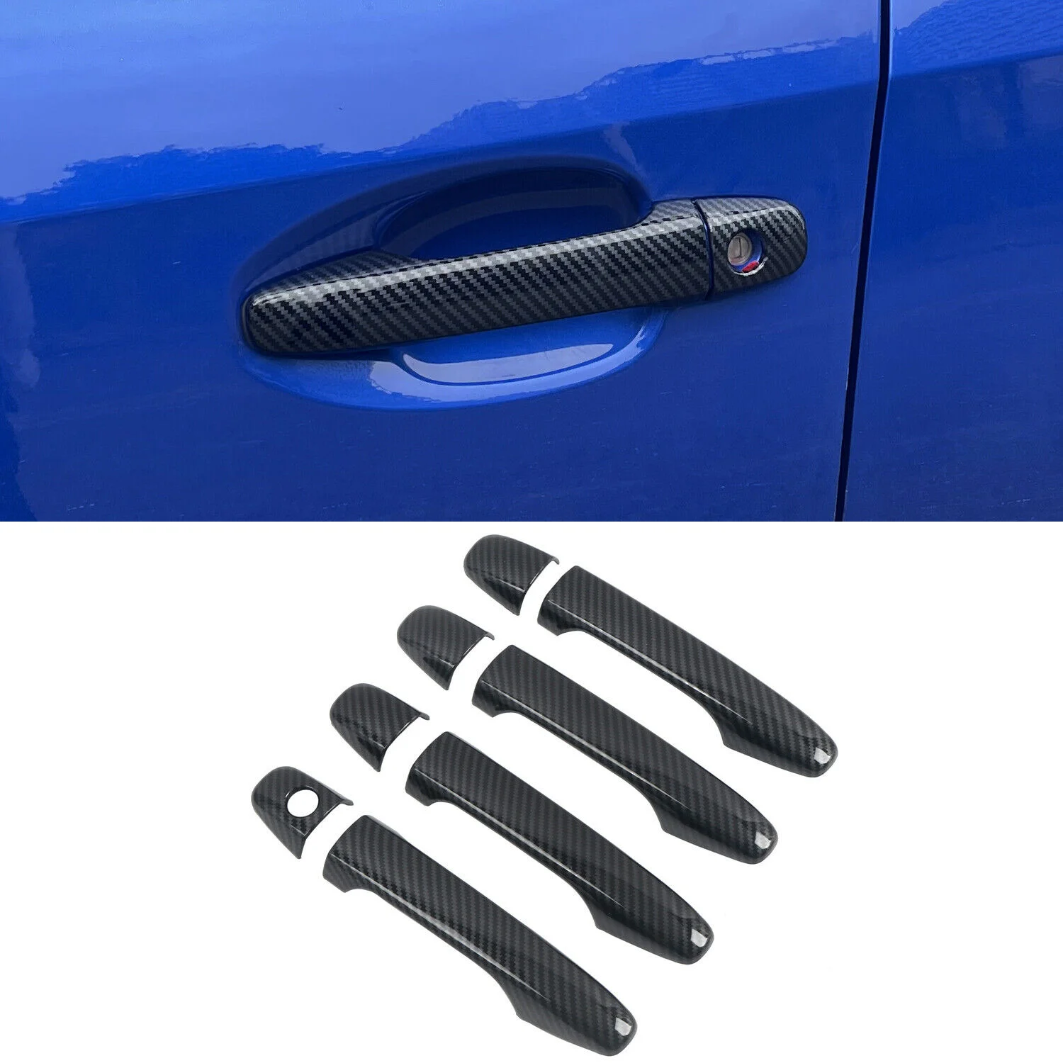 

for Subaru WRX STi 2015-2021 ABS Carbon Fiber Door Handle Cover Anti-Scratch ABS Plastic Exterior Protector Self-adhesive